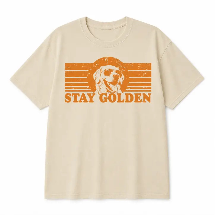 Stay Golden Funny Retriever Retro Dog Lover Graphic Tee