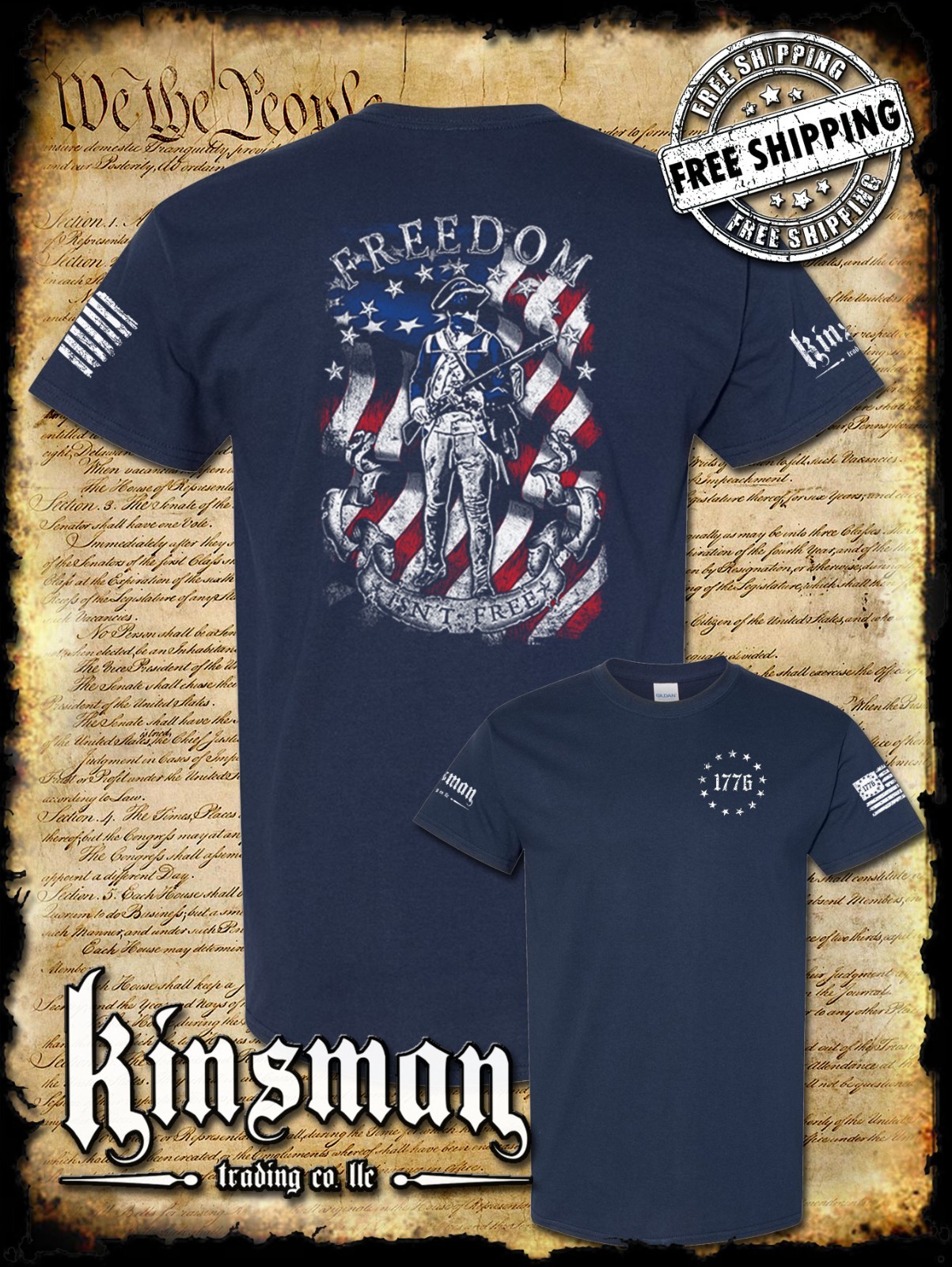 Freedom Isn’t Free Patriotic American Flag 2-Sided T-Shirt – 2nd Amendment USA