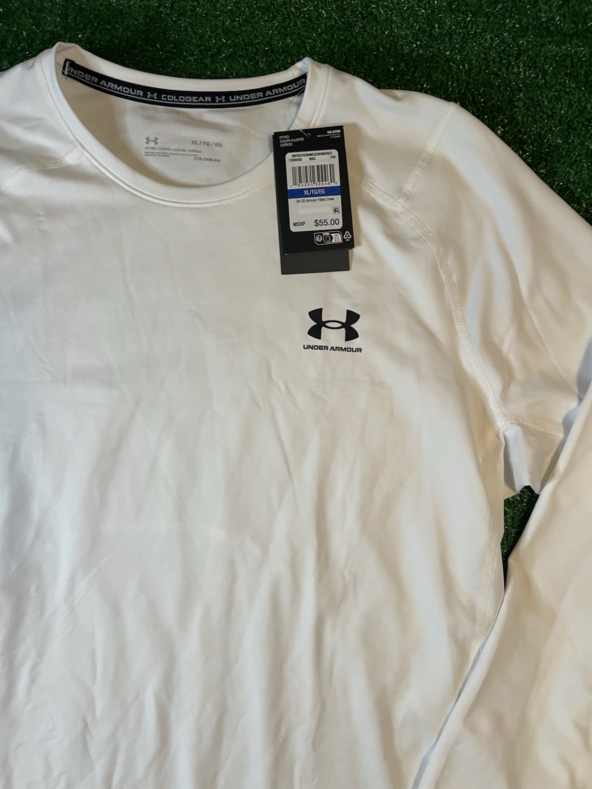 Under Armour COLDGEAR Fitted Long Sleeve Athletic Shirt White Size XL 1366068
