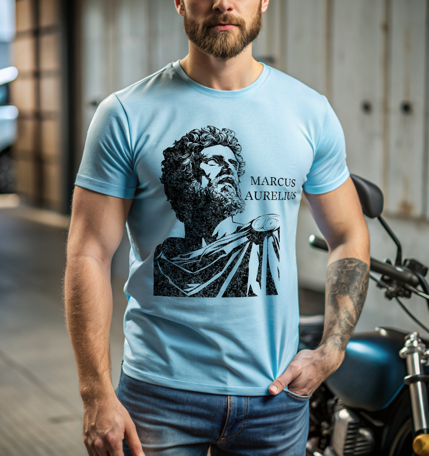 MARCUS AURELIUS Stoic Stoicism Graphic Heavy Cotton Mens Tee T-Shirt NEW