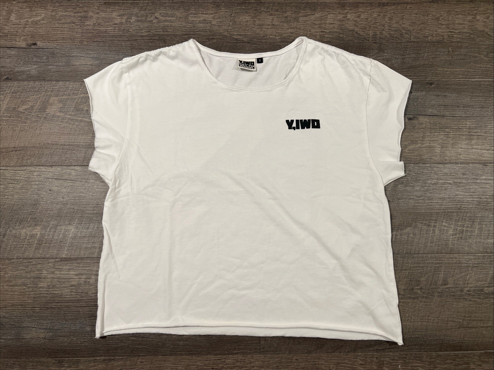 Y,IWO (Yeah, I Work Out) Gym Muscle T Shirt Mens Size 2 White Raw Edge – NWOT
