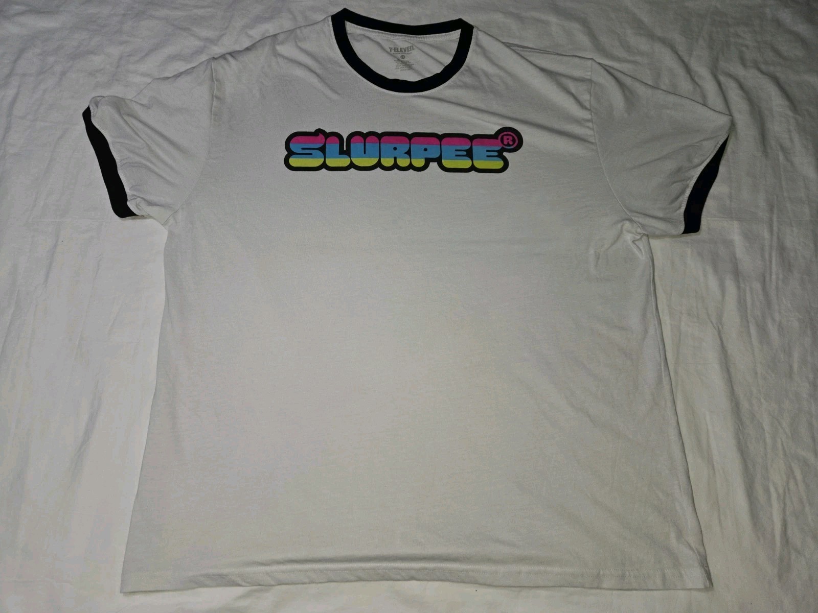 Slurpee 7 Eleven Ringer Tee Neon Logo Retro Style T-Shirt Mens Size 2X