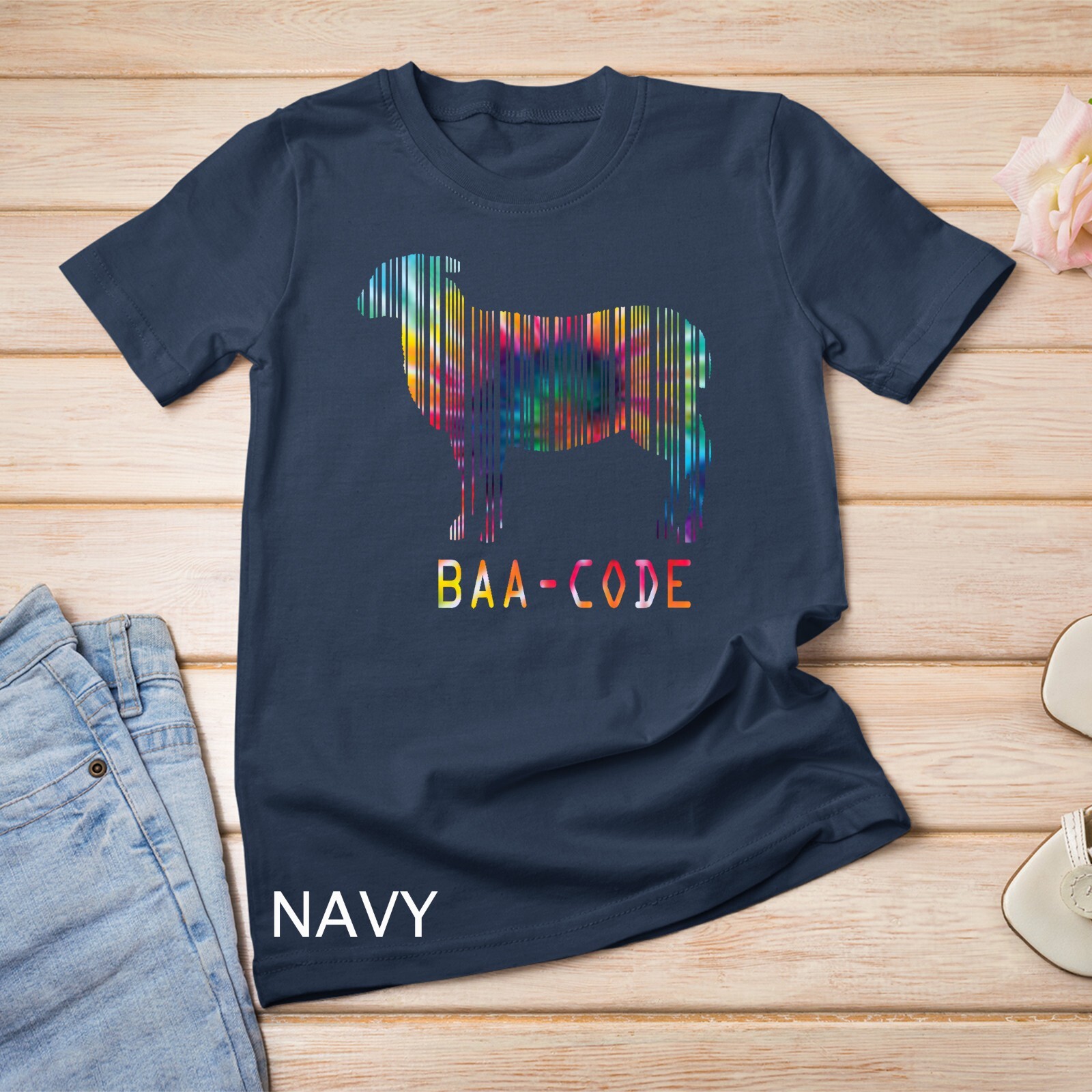 Funny Tie Dye Sheep Shirt BAA CODE Punny Baa-code Sheep Barcode Unisex T-shirt