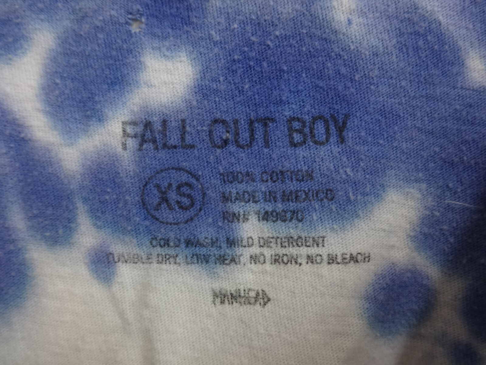 Fall Out Boy Mania Tour Purple Blue Tie Dye Bleach Style Pop Punk Shirt XS