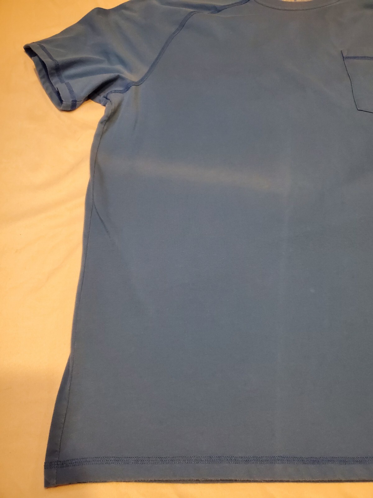 Carhartt T-Shirt Blue Short Sleeve Crew Neck Size XL Pocket 24×29.5 FADED AREAS