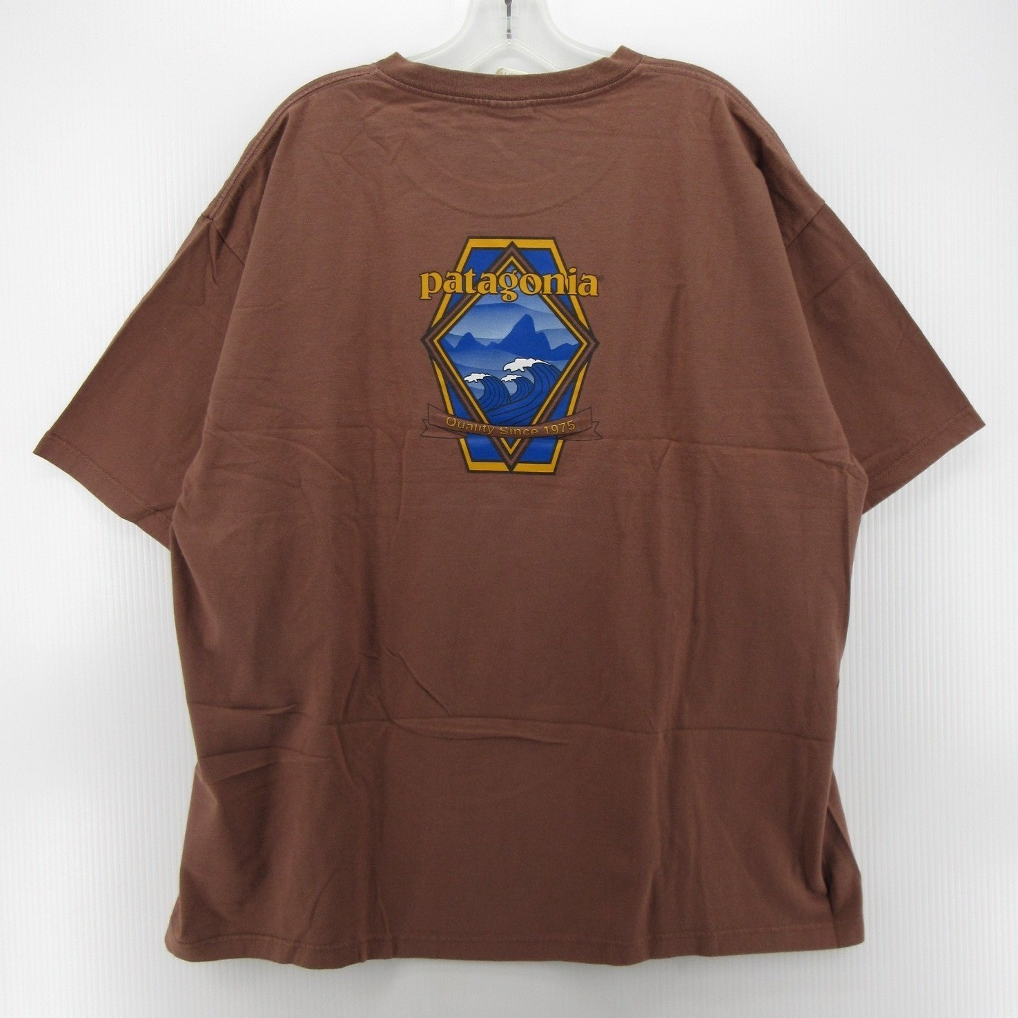 VINTAGE Patagonia Shirt Men XL Brown Beneficial T Graphic Organic Cotton Y2K