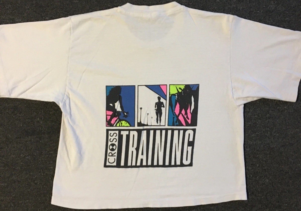 Vtg 80s Nike Cross Training Faded Boxy Crop Shirt S Swoosh Jordan Agassi Art 90s
