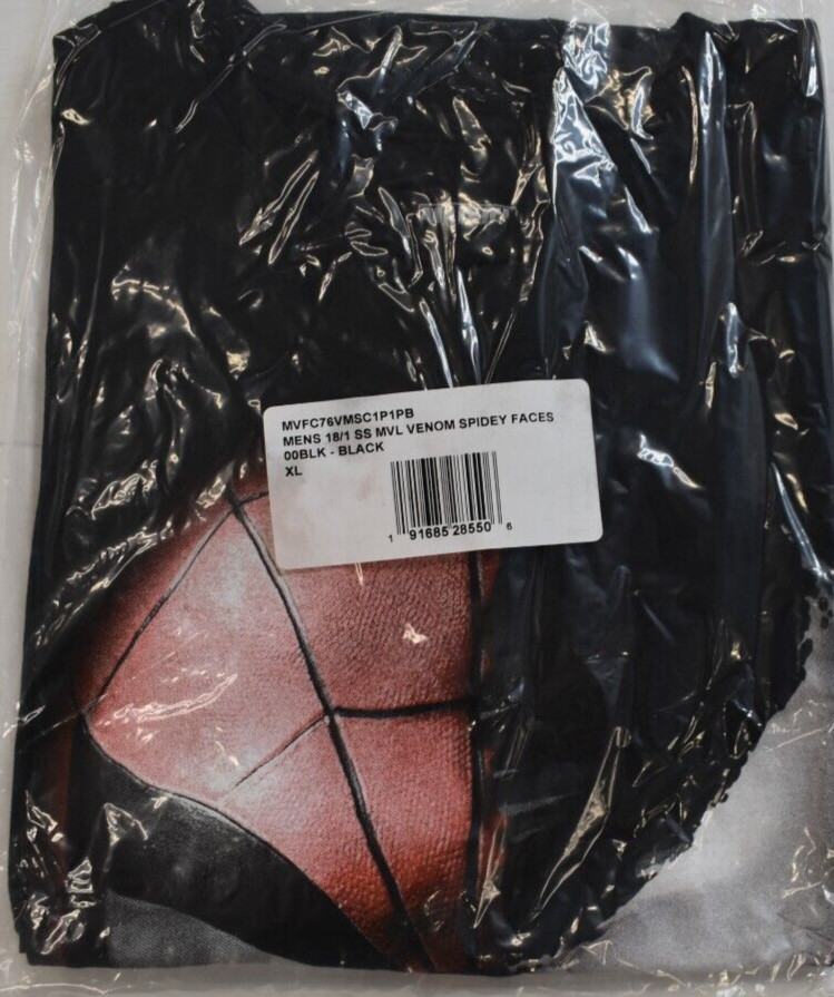 Marvel Mens Spider-Man Spiderman & Venom Split Spidey Faces Shirt NWT XL