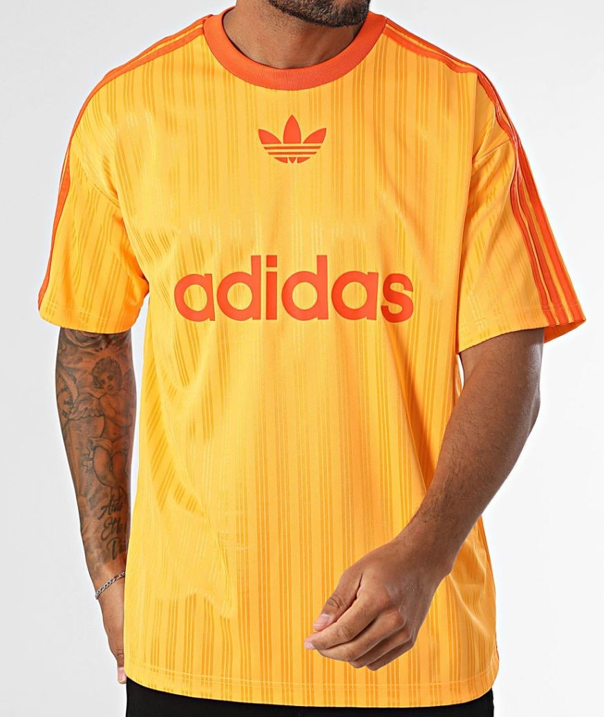 NEW MEN’S ADIDAS ORIGINALS TREFOIL POLY TEE SHIRT ~SIZE LARGE #JP1027 ORANGE