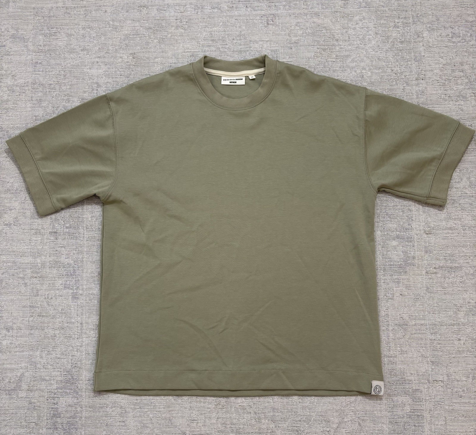 Hudson & Barrow Knitwear Men’s Medium Khaki Oversized Shirt Boxy Workout Cotton