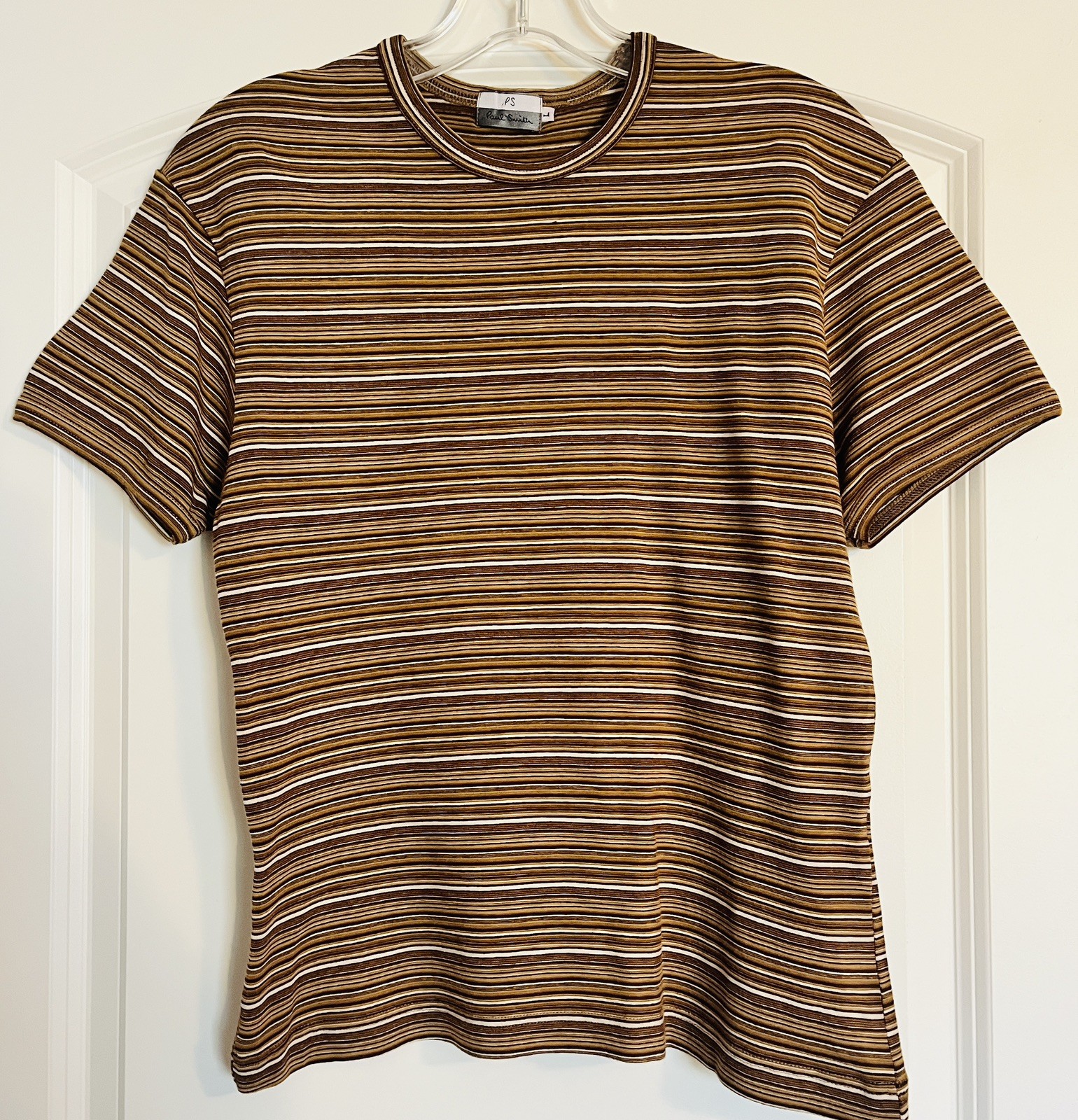 Paul Smith Vintage Multicolor Striped Acrylic Elastane Crew Neck T-Shirt Size L