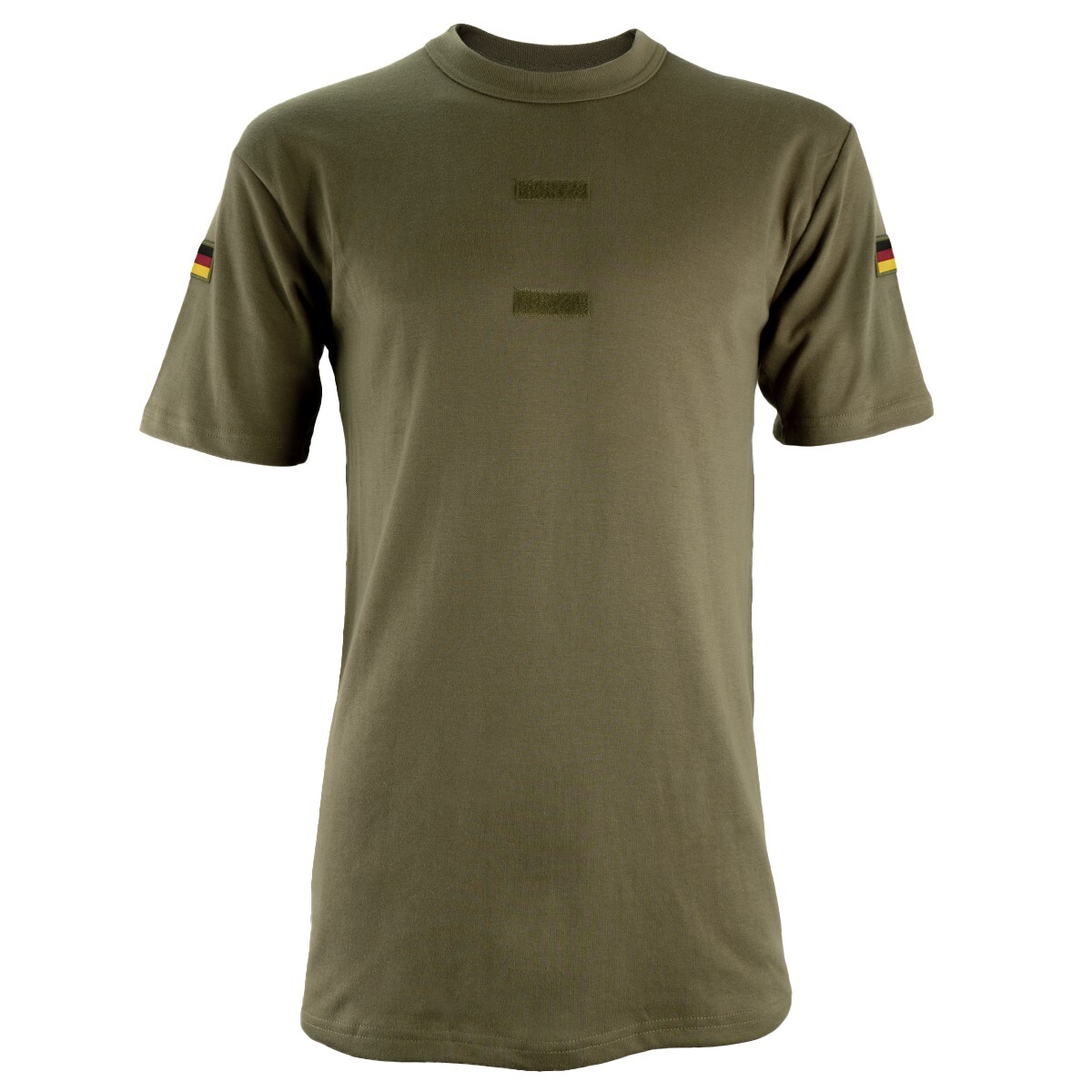German Army/Bundeswehr Style Tropical T-Shirt with Flag Patches – OD- Brand New