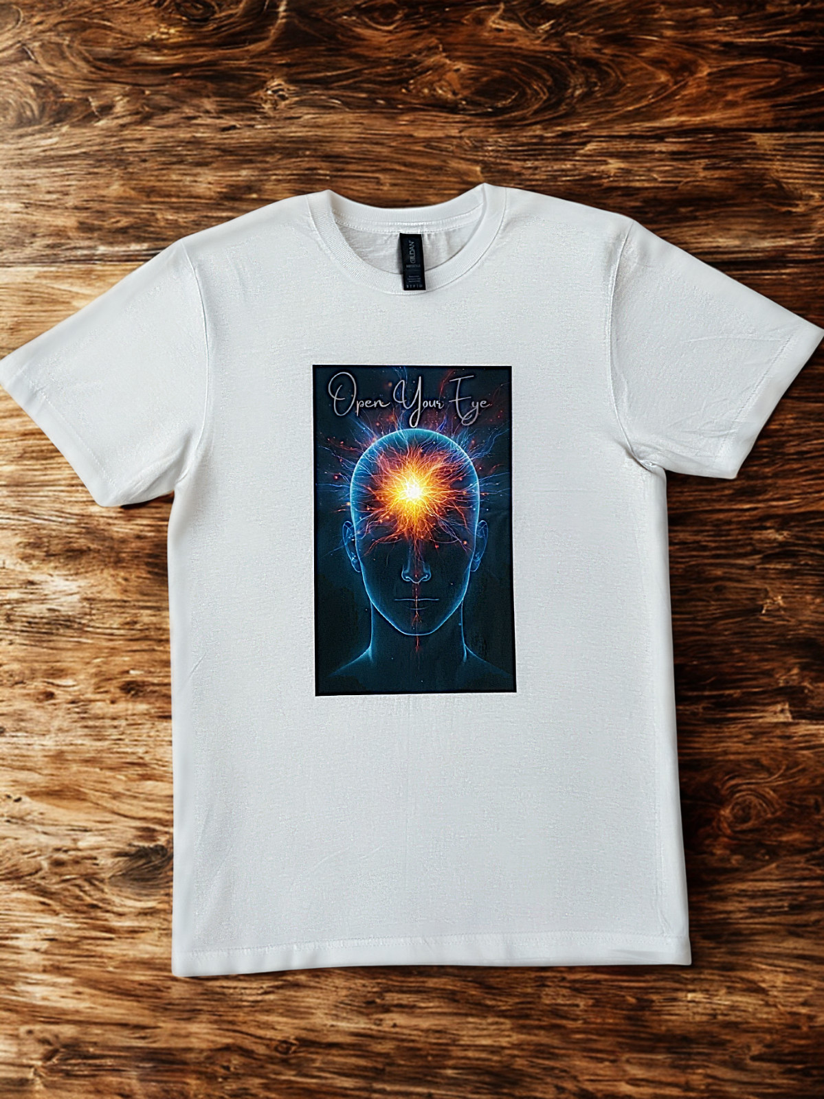 DTF Custom Made – OPEN YOUR EYE Short Sleeve T-Shirt – Black & White SML