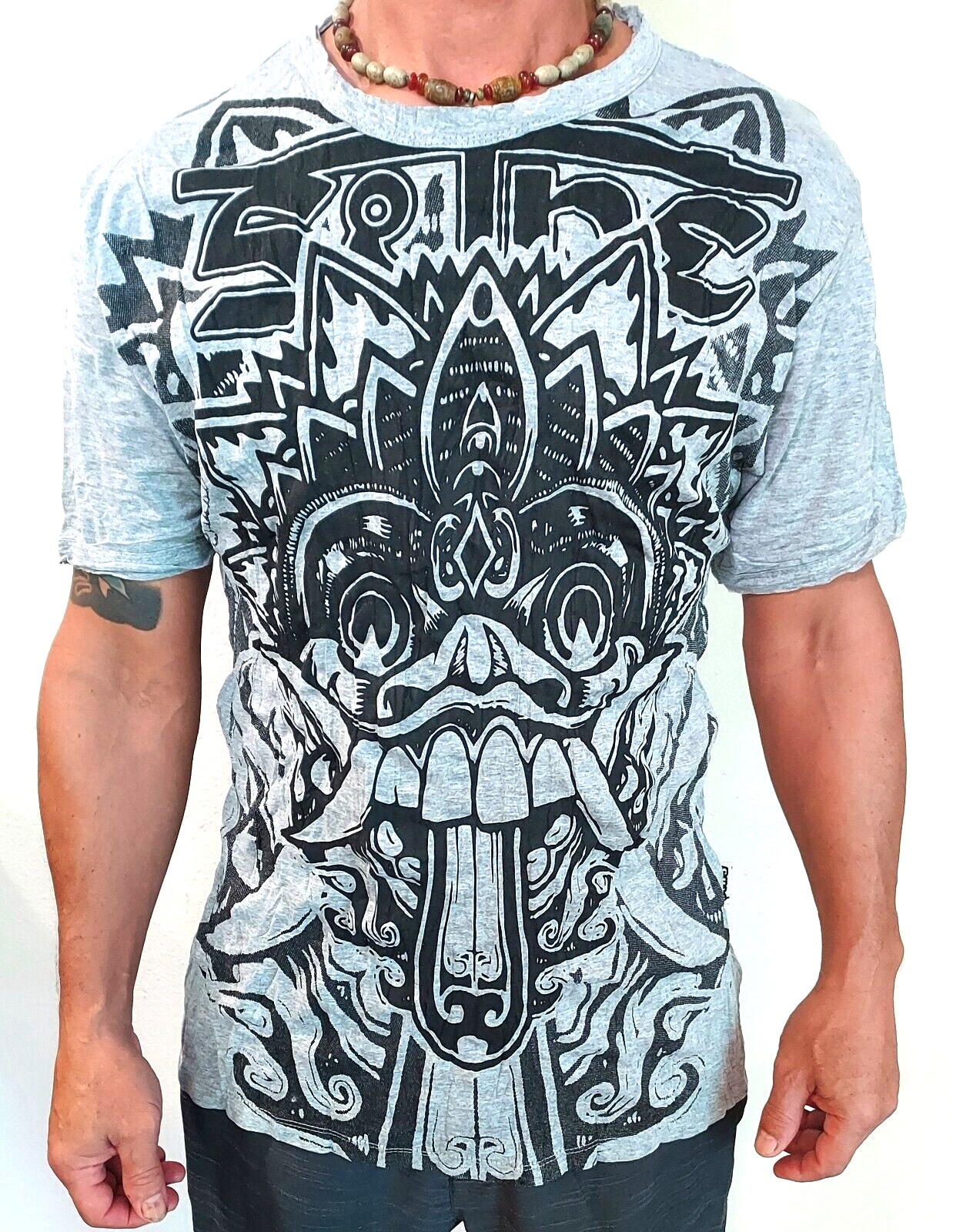 Garuda Tribal 2 Sided Tattoo Art T-Shirt Hippie Tattoo Men’s Yoga Shirt Sure L