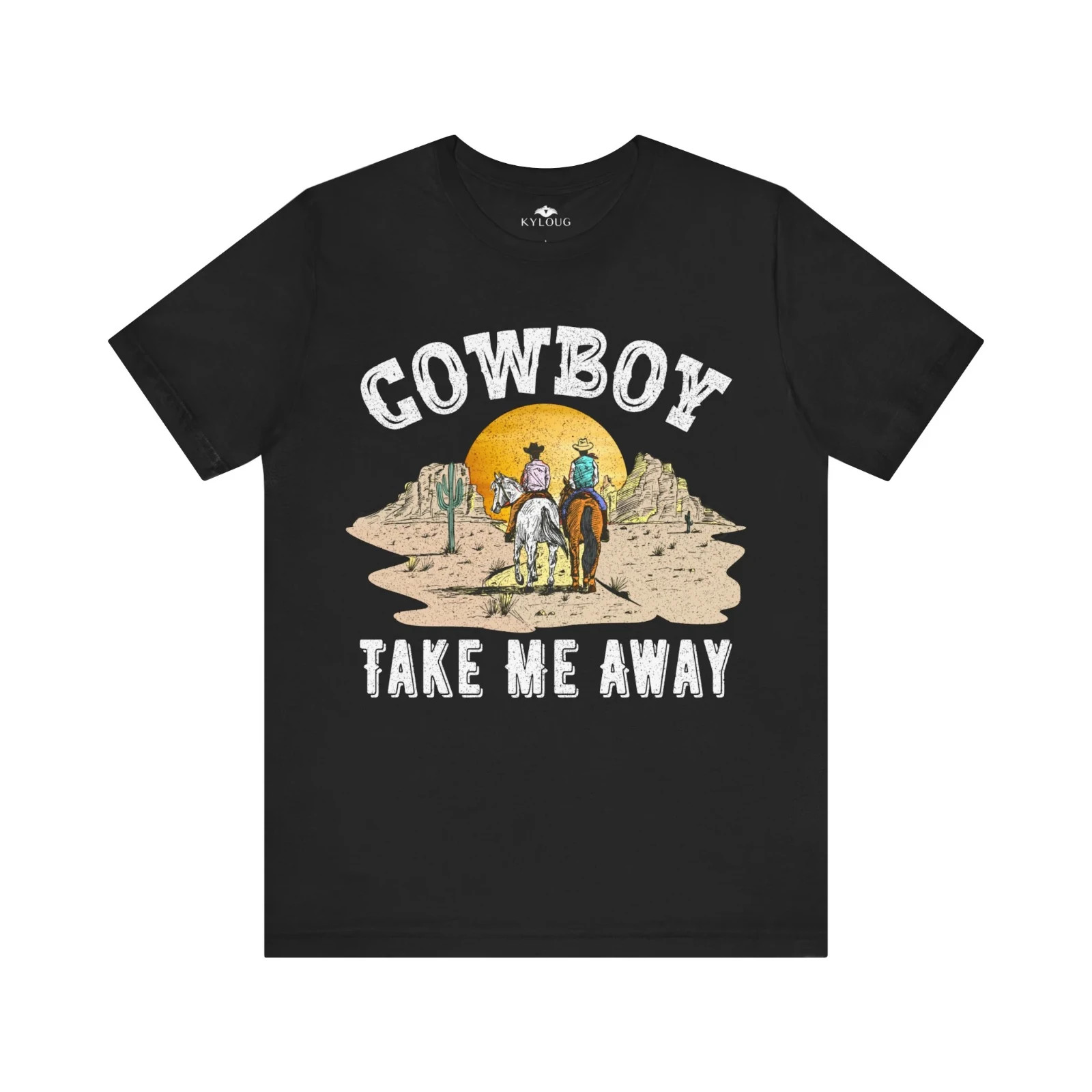 Cowboy Unisex Short Sleeve Round Neck TShirt | Western Style Graphic Tee for Men