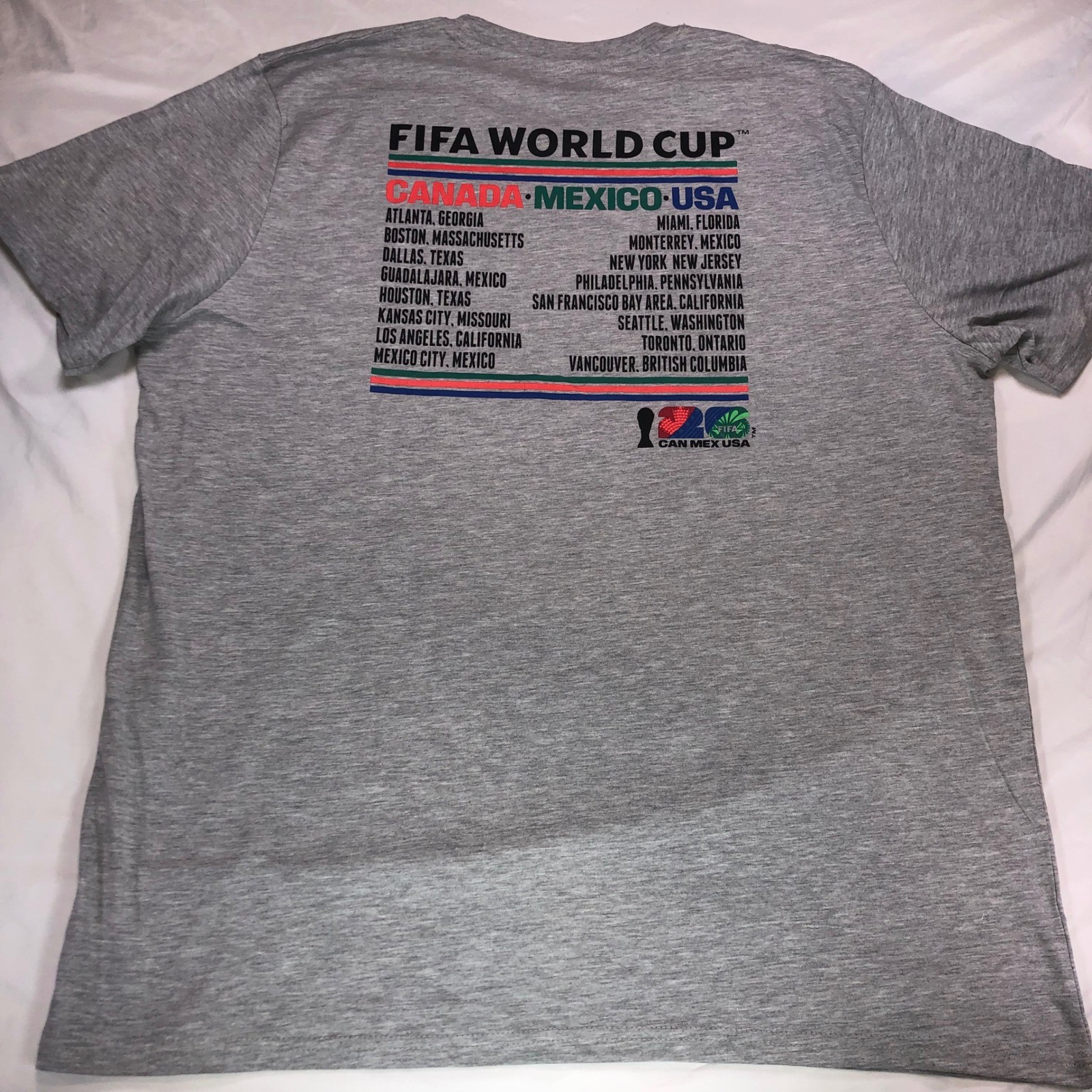 FIFA World Cup 2026 Host Cities T-Shirt Mens XXL Gray Canada Mexico USA NWT