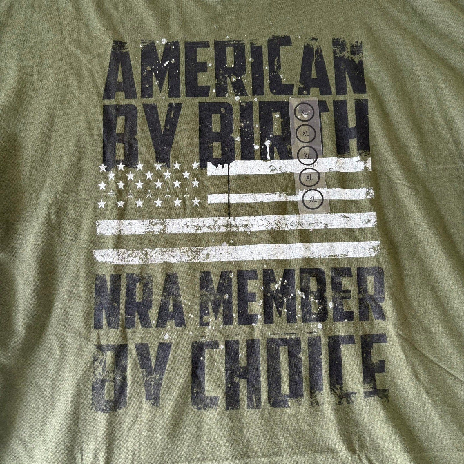 NRA American By Birth Member By Choice Graphic T-Shirt Olive Green XL New