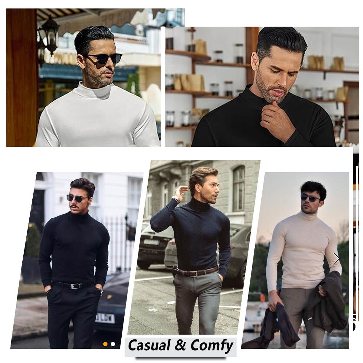 Men Pullover Turtle Neck T-shirt Slim Fit Tops Warm Winter Long Sleeve Shirts