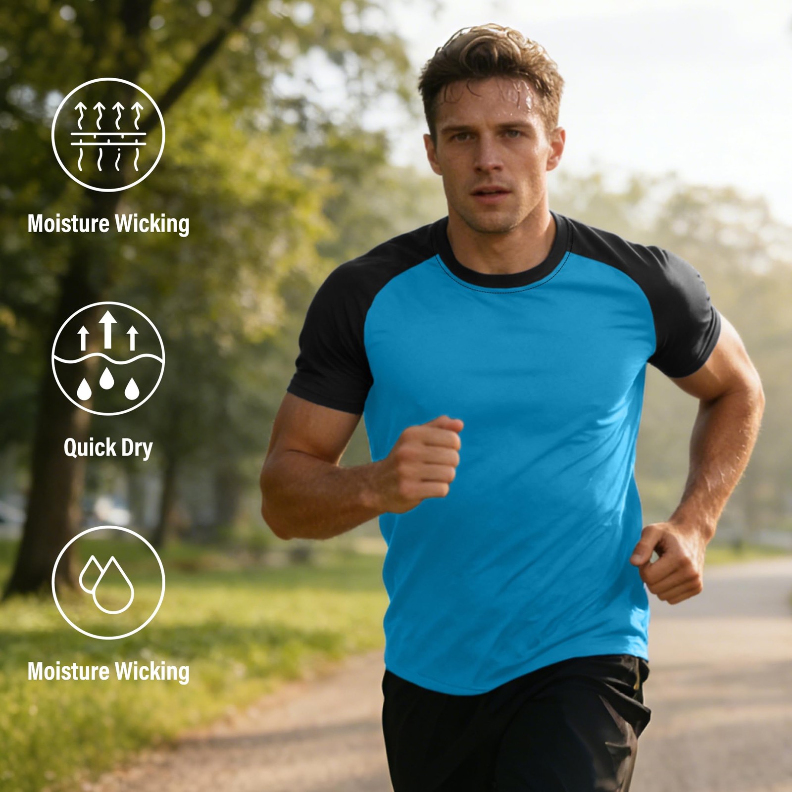 5 Pack Mens Quick Drying Shirts Crew Neck Loose Breathable Cool Workout Runni…
