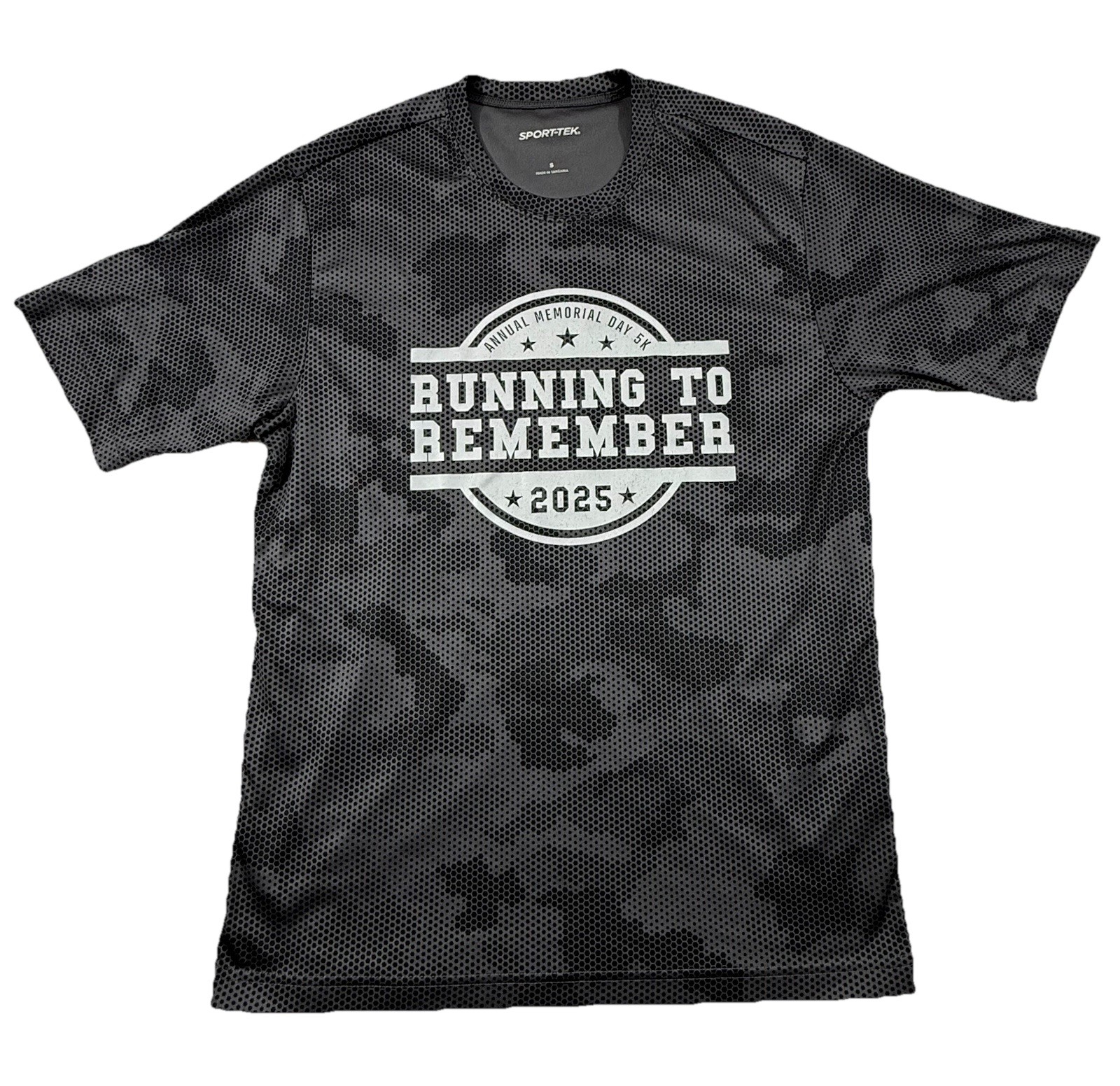 SportTek Mens T Shirt Small Short Sleeve Gray Black Annual Memorial Day Running.