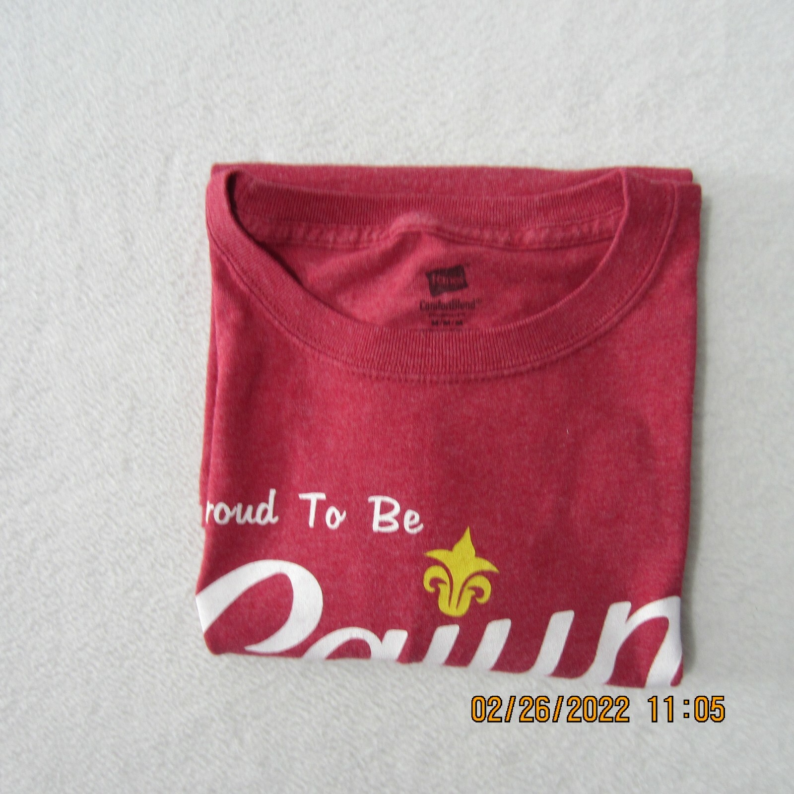 Hanes Shirt Mens Medium Red Comfort Blend EcoSmart Proud To Be Cajun Outdoor
