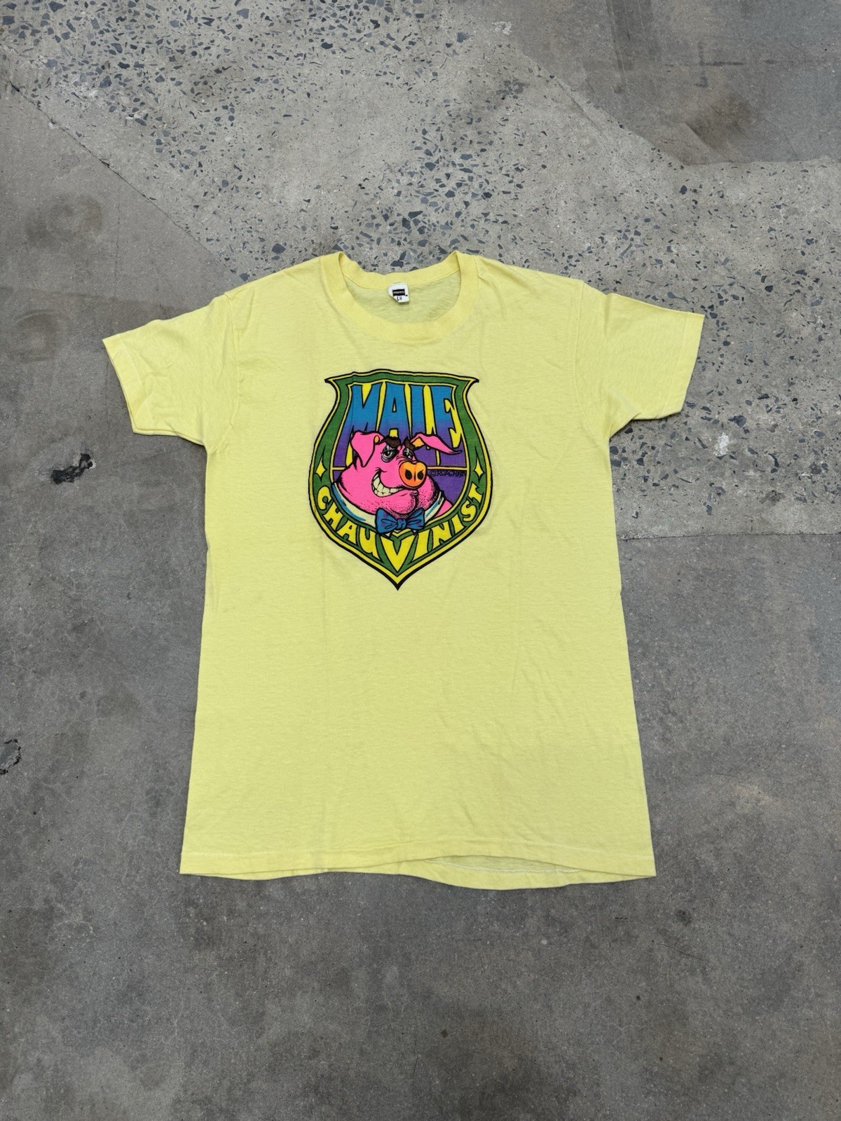Vintage 70s Male Chauvinist Pig Graphic Tee Rare Roach Studios L Single Stitch
