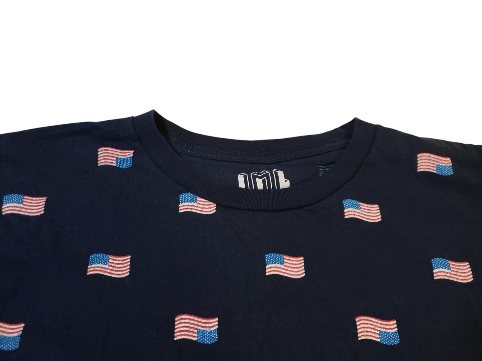 Isaac Morris Design t-shirt Mens Blue with American Flags Patriotic July 4th XXL