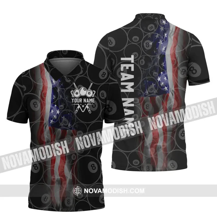 Custom Name And Team Name Shirt – American Billiard Lover Polo Shirt S-8XL L602