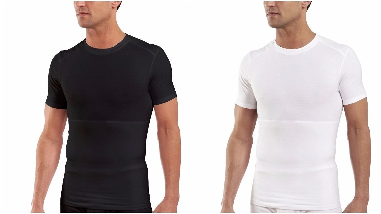 Powerbody Sculpt Men’s Shapewear Crew Neck T-Shirt Black Or White Sizes M-3XL