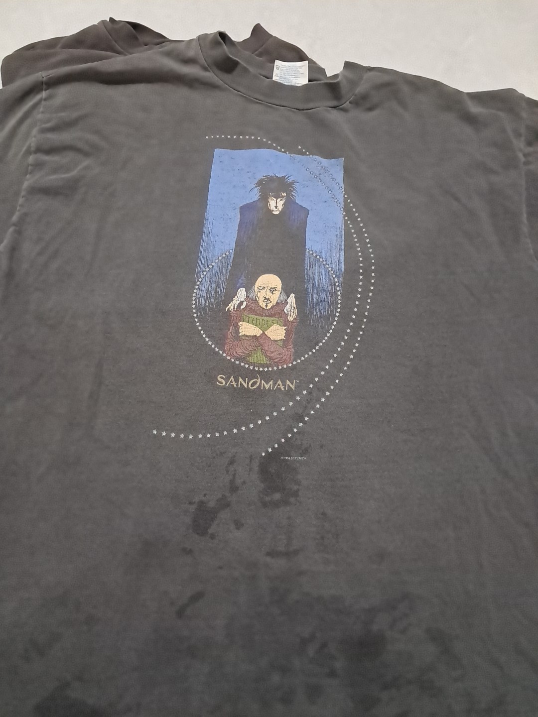 2 Vtg The Sandman DC Comics Faded T-Shirt Black Size XL Graphitti 90s See Pics