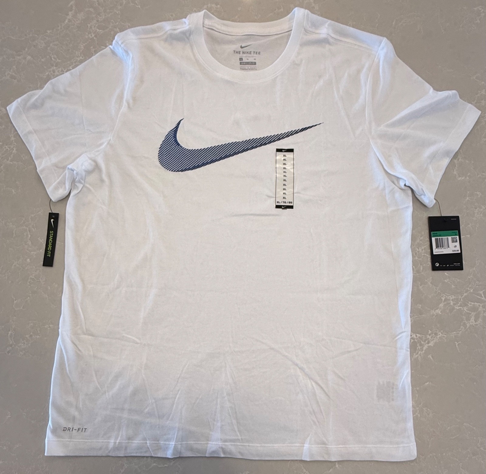 Nike Mens Dri-Fit Training T-Shirt ~ White & Grey ~ Choose Size S, M, L, XL