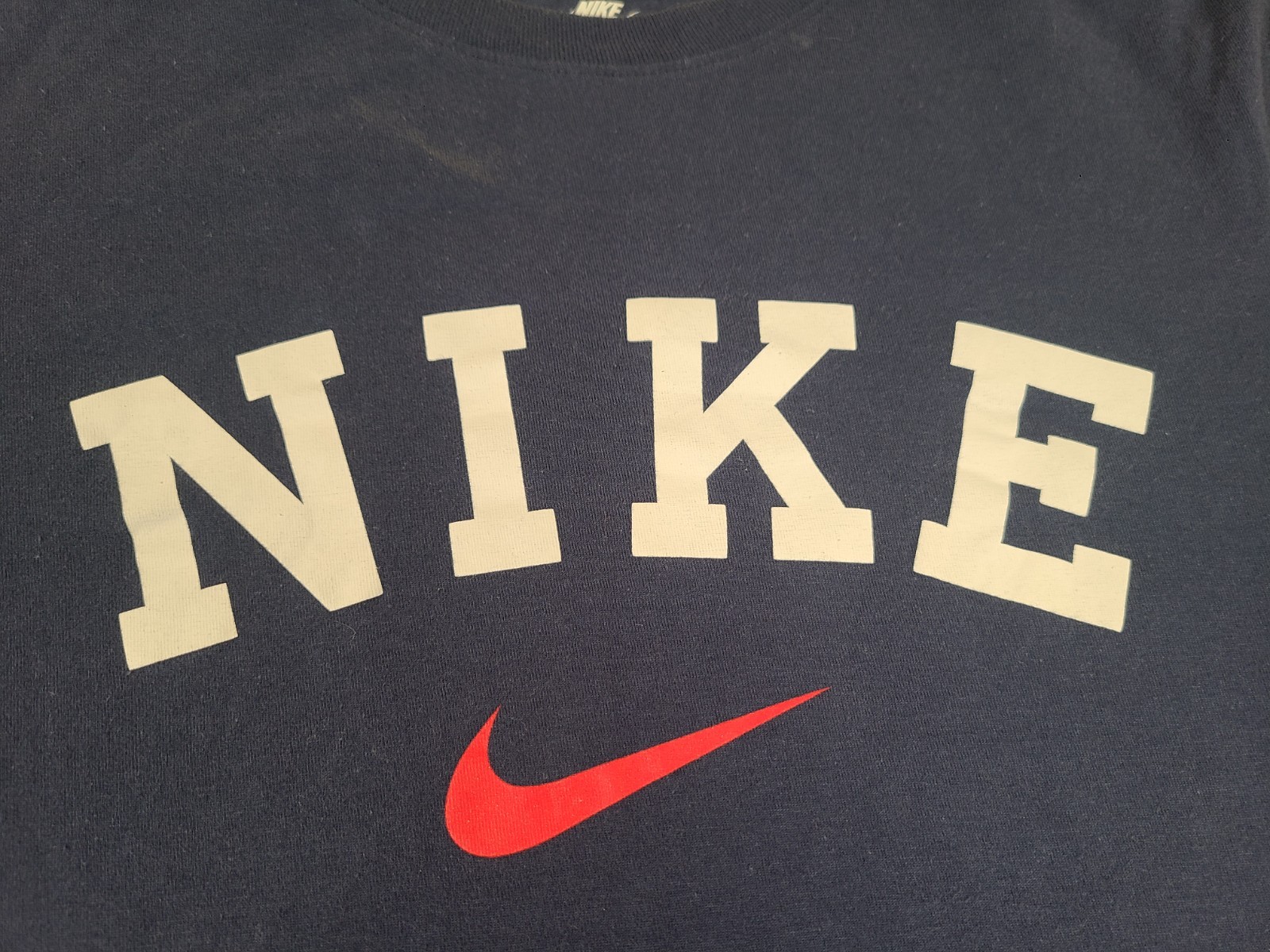 Nike Shirt Mens Large Blue Center Swoosh Spellout Logo Sports Tee