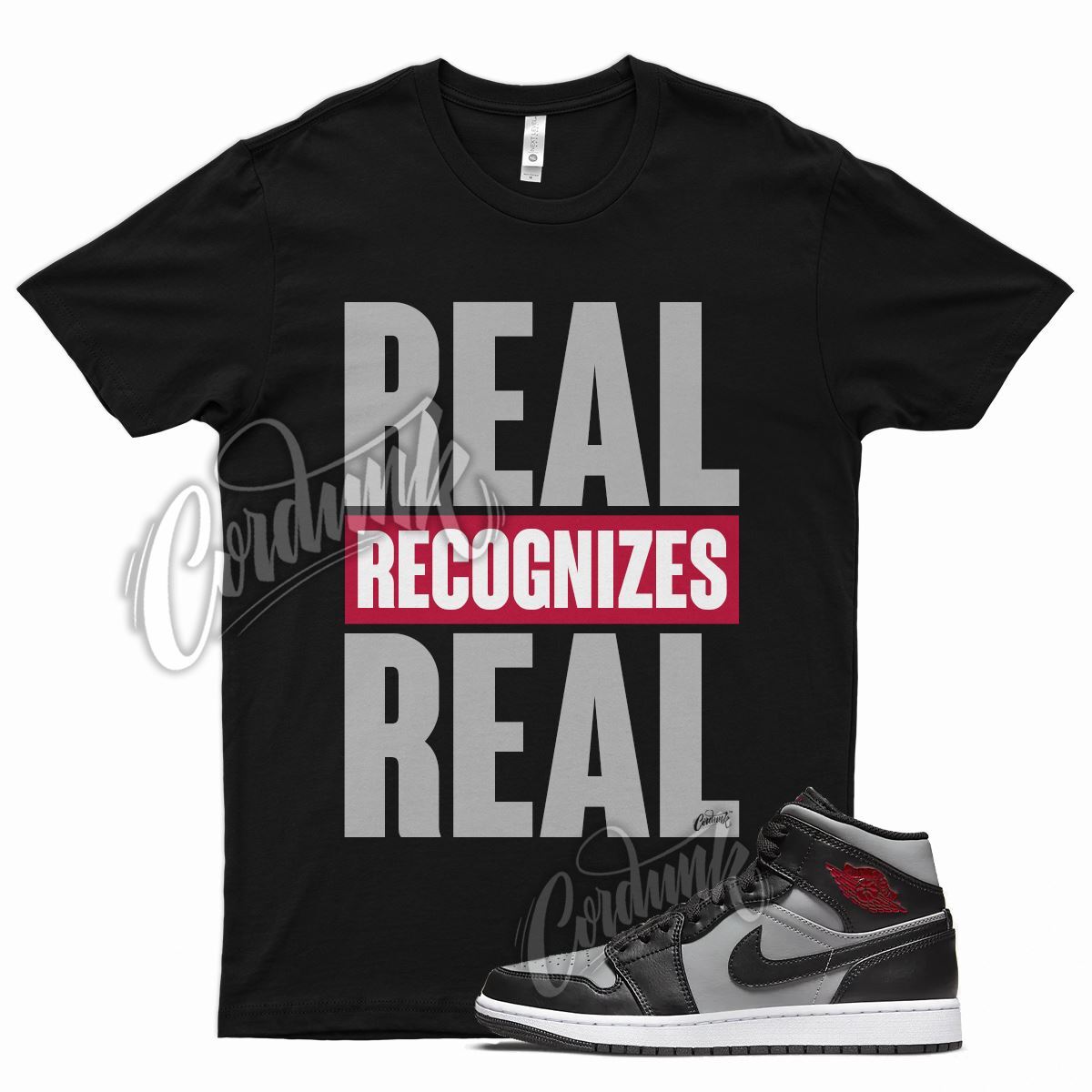 Black RRR T Shirt for Air J1 1 Mid Particle Grey White Gym Red Smoke OG