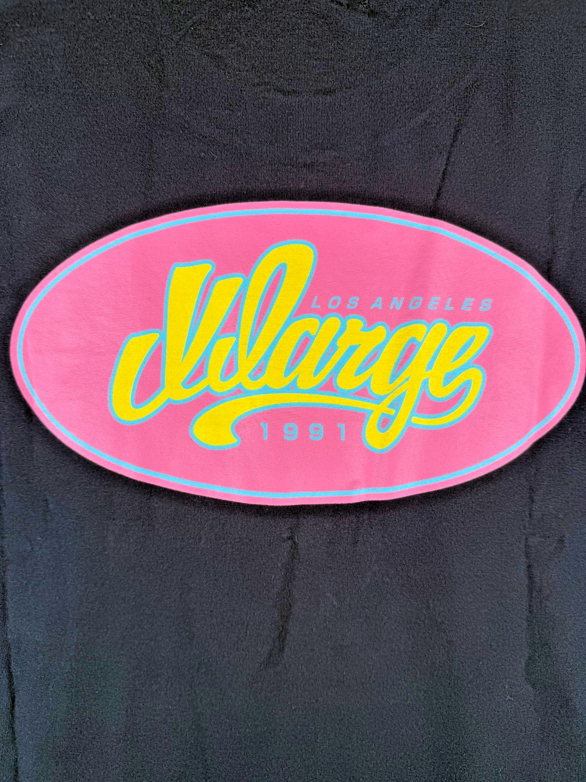 Size L – XLARGE Oval Logo Front Back Graphic T-Shirt Black