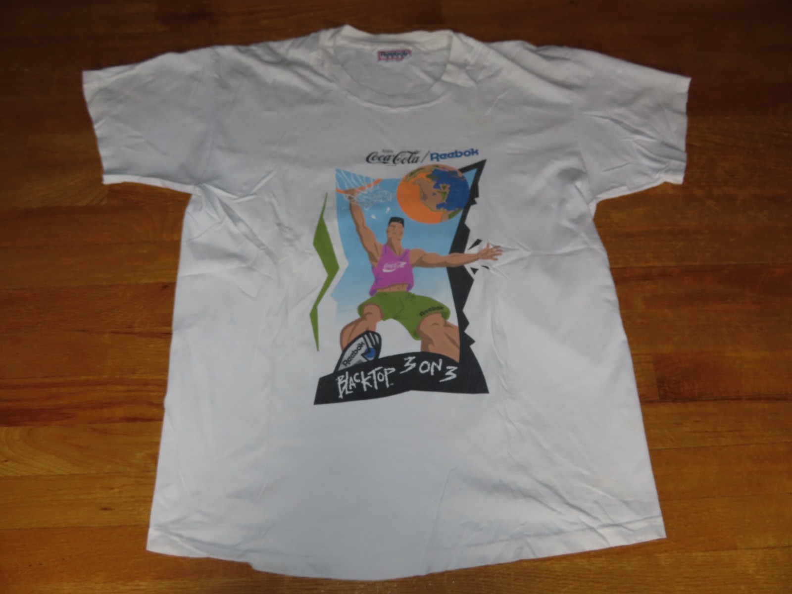 Vintage Reebok Label Enjoy Coca-Cola BLACKTOP 3 ON 3 Basketball (One Size) Shirt