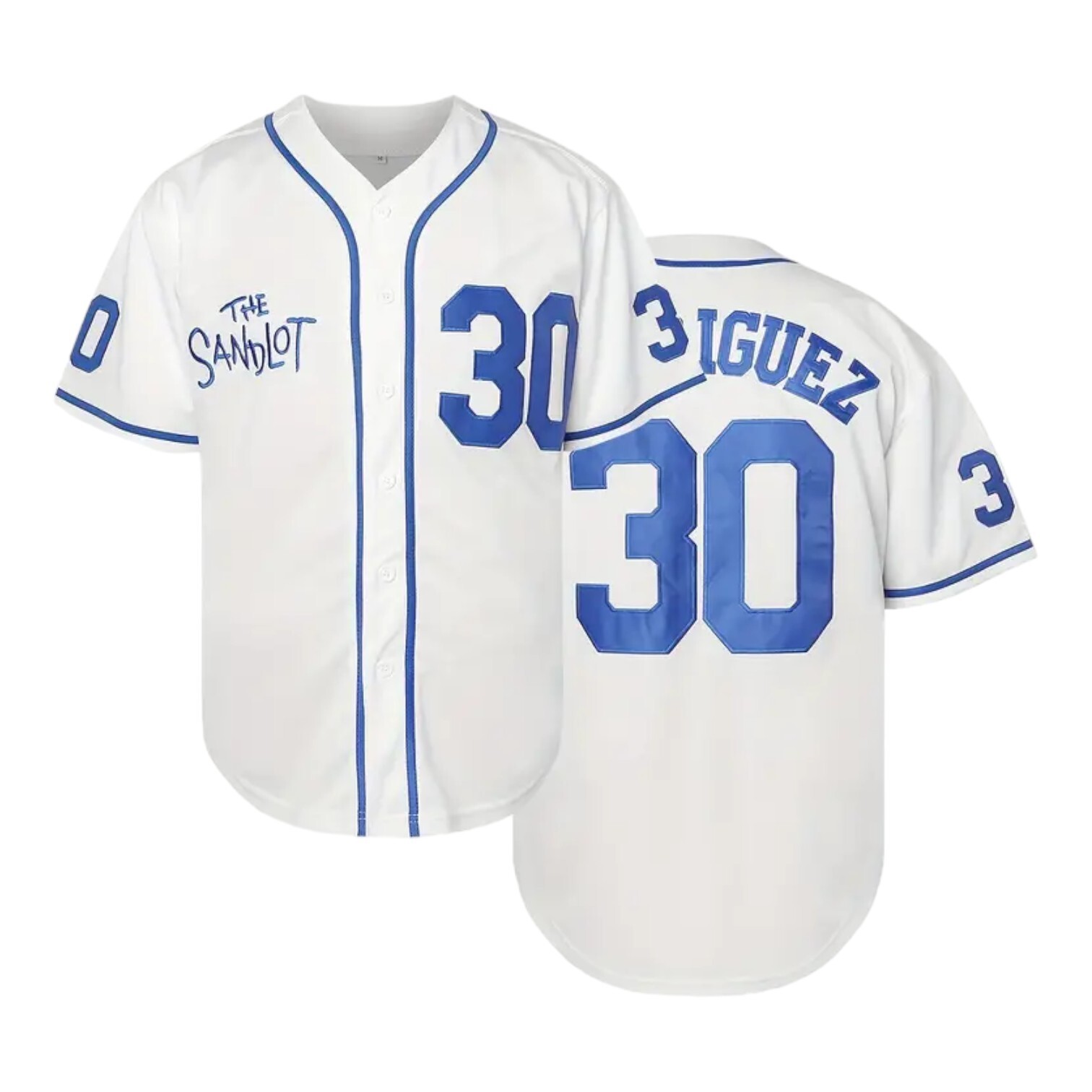 Sandlot Baseball Jersey Benny The Jet Rodriguez #30 White Stitched Men’s XXL 2XL