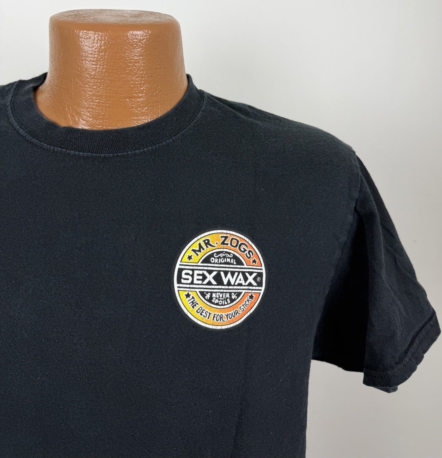 Mr Zogs Sex Wax Shirt Mens Medium Surfer T-shirt Surf Skate Beach Black Tee