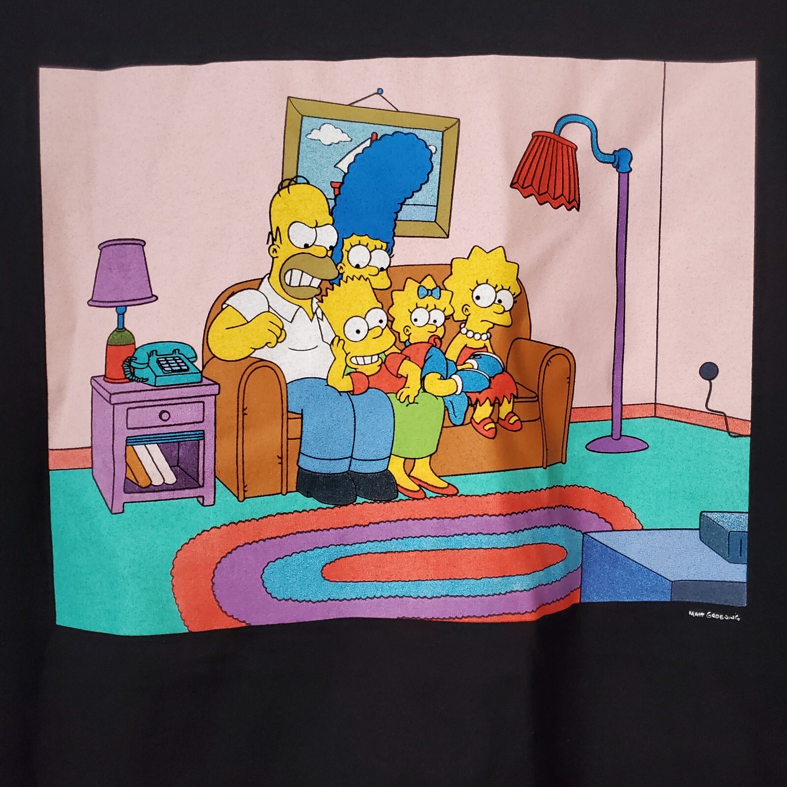 The Simpsons Men’s Graphic Tee Black Large Cotton Very Lightweight Easy care