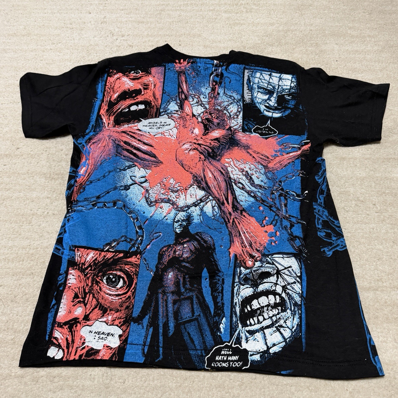 BackStock Co Hellraiser Pinhead AOP Shirt Clive Barker Horror Men’s Large Black