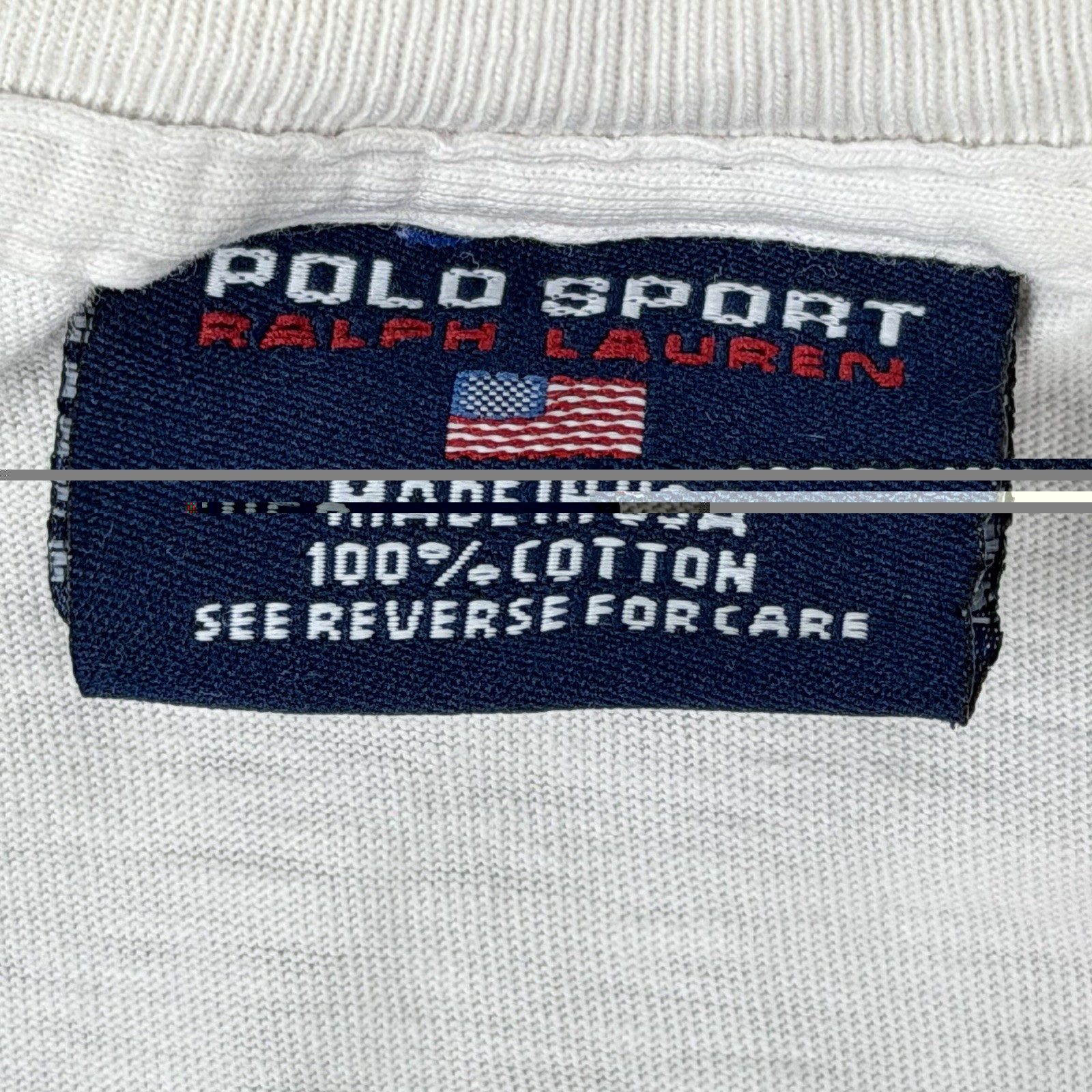 Vintage 90s Polo Ralph Lauren Sport USA Flag Logo T-Shirt White Adult Size XL OG