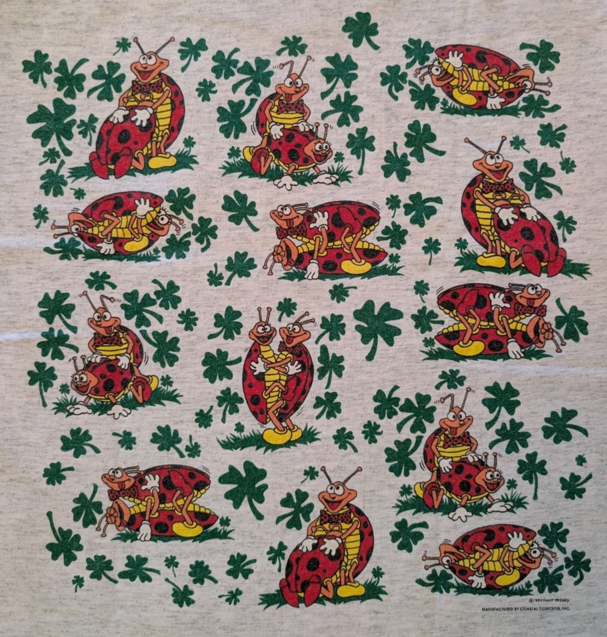 Vintage 1993 Risque Funny Ladybug Positions Four Leaf Clovers Shirt Coast Trends