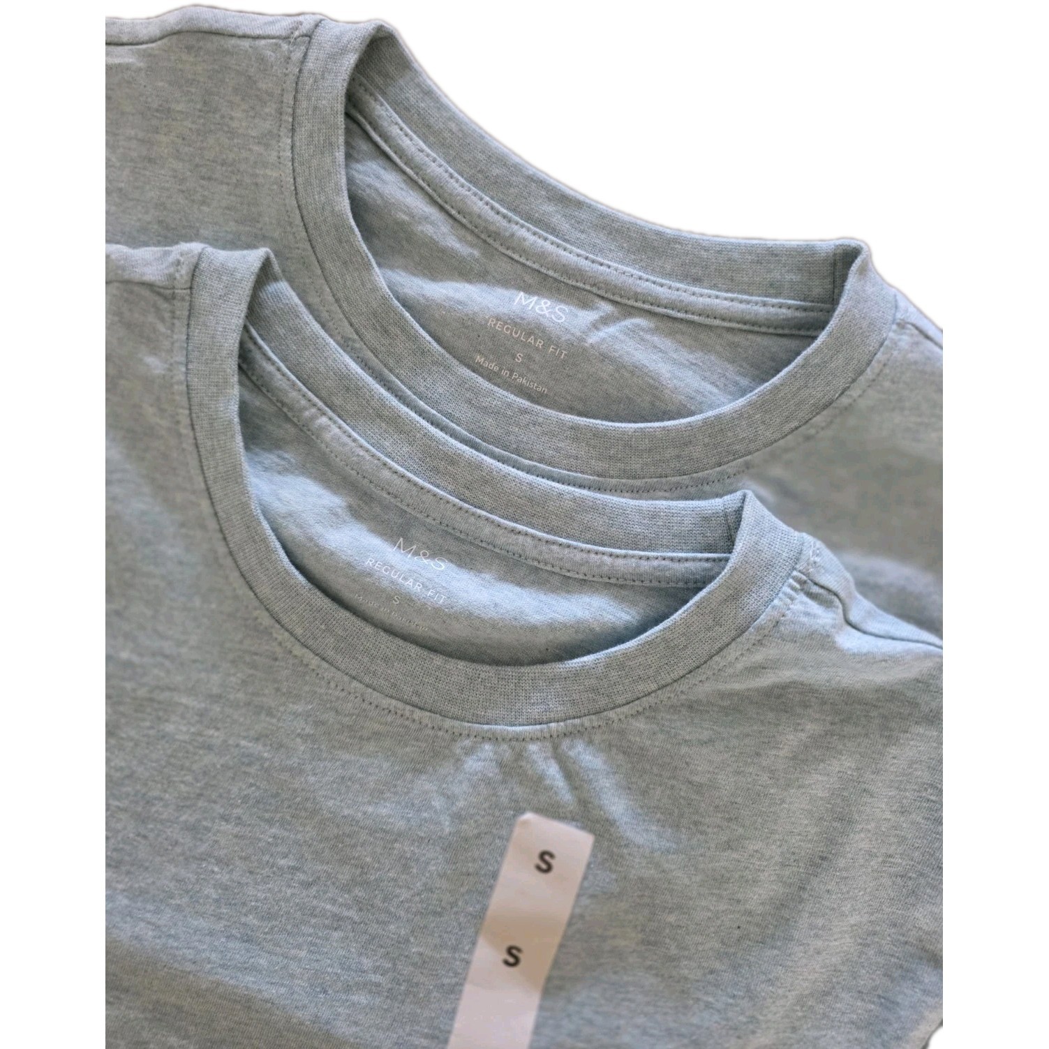 M&S Regular Fit Pure Cotton Crew Neck T-Shirt ~ REGULAR LENGTH ~ 2 PACK ~ Size S