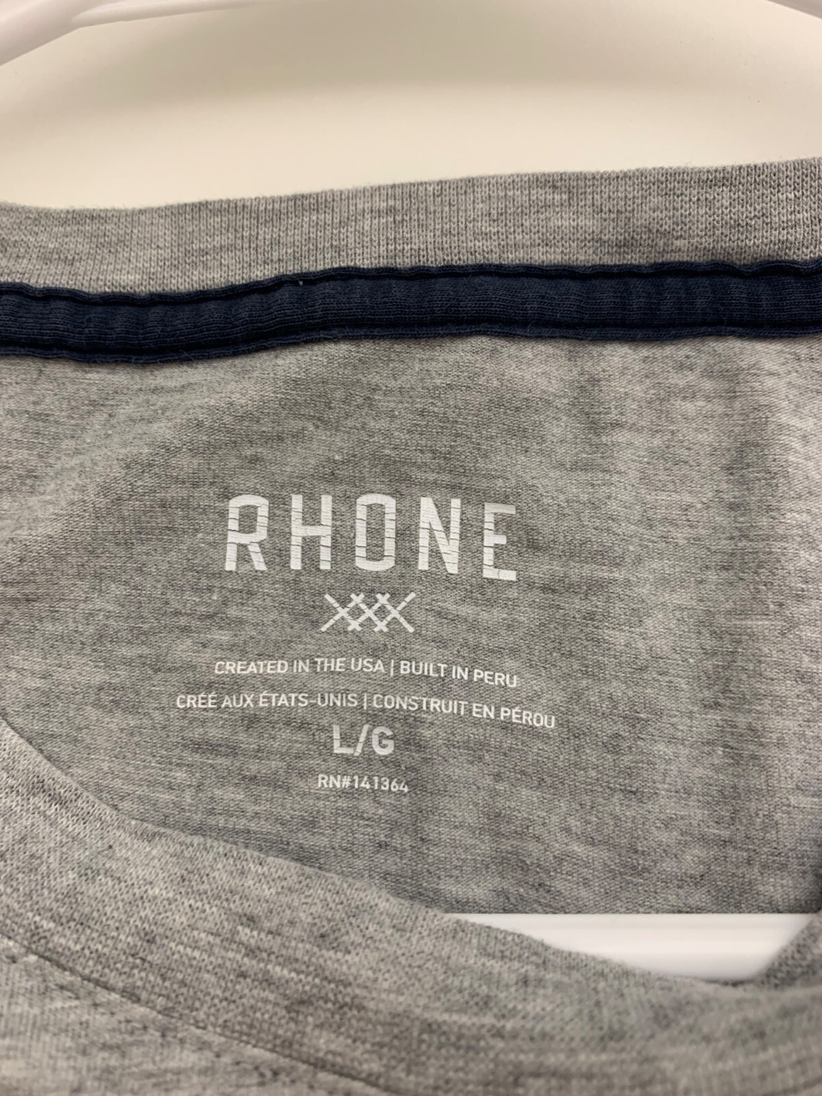 Rhone Men Size L Element Gray Short Sleeve Pima Cotton Blend Shirt 100309