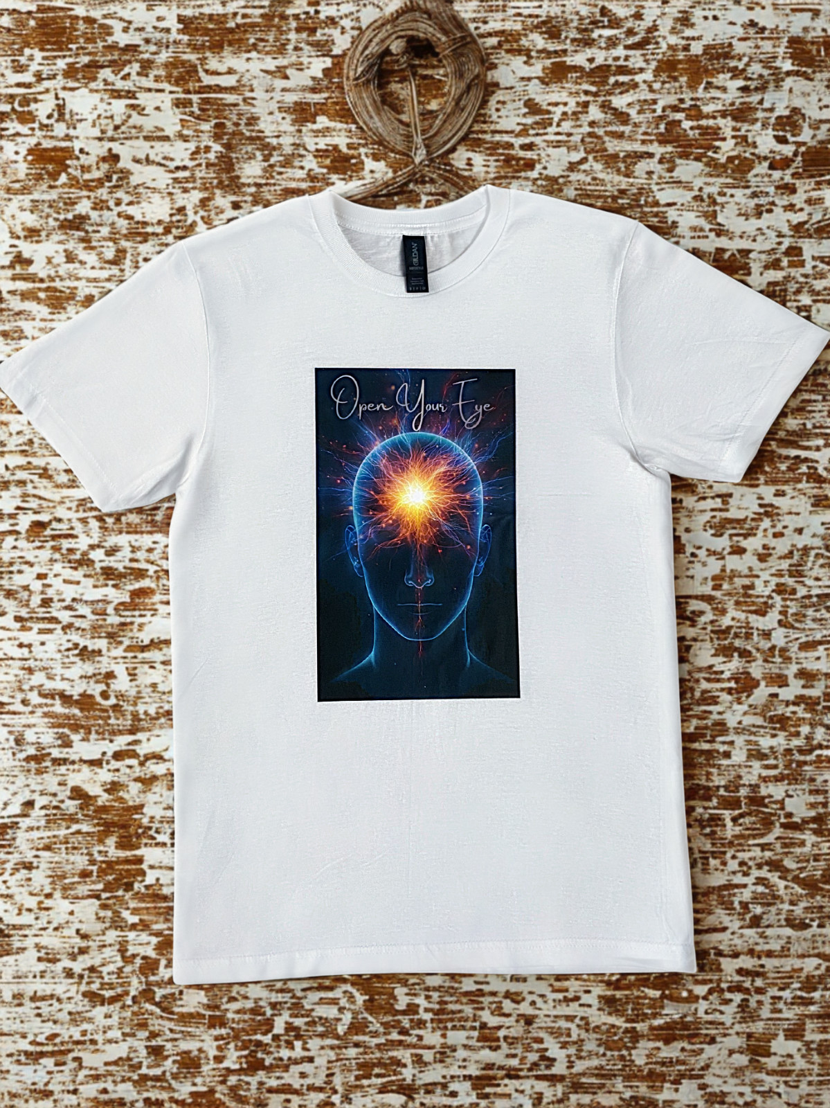 DTF Custom Made – OPEN YOUR EYE Short Sleeve T-Shirt – Black & White SML