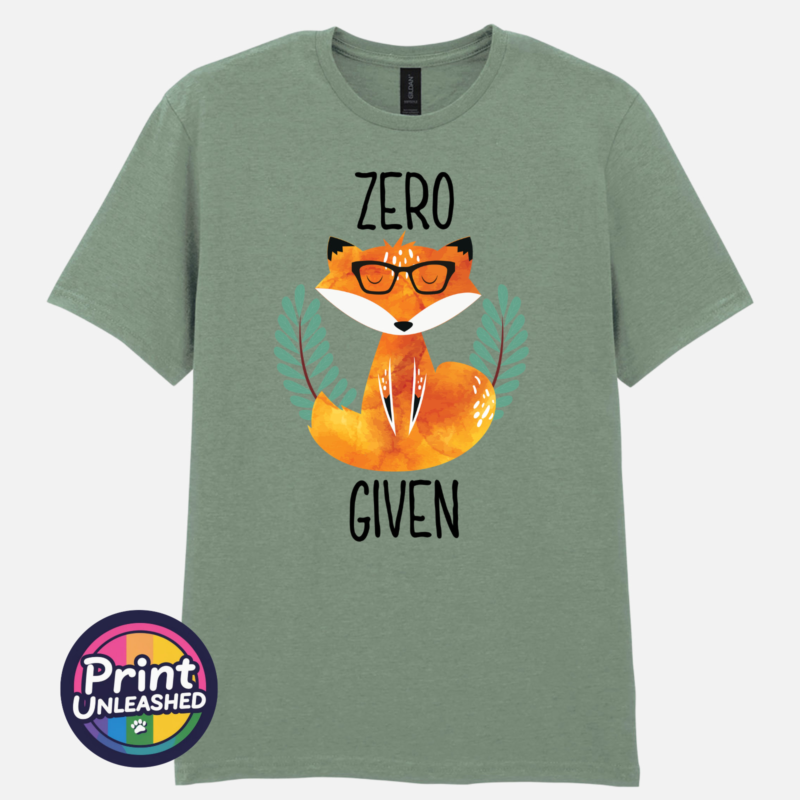 Zero Fox Given Graphic Tee Funny Printed Slogan T-Shirt Zen Fox Print Fun Gift