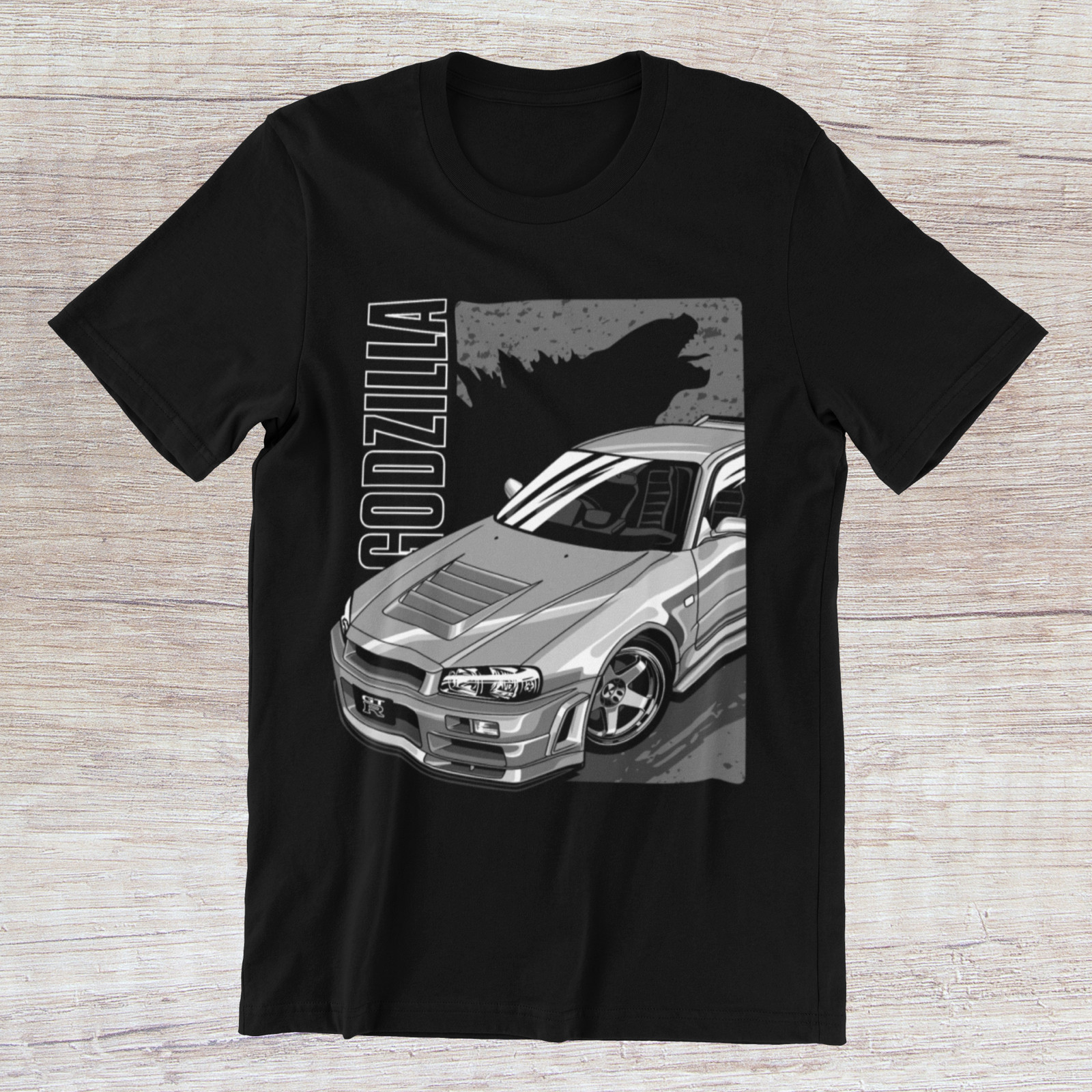 Nissan Godzilla Nismo GT-R R34 T-Shirt JDM Super Car on a Ring Spun Cotton Tee