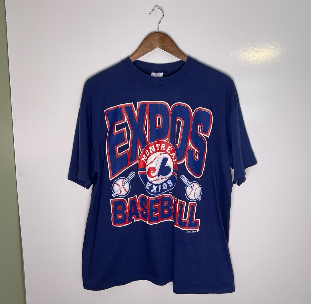Vtg 90s 1992 Montreal Expos MLB Big Print Single Stitch T-Shirt Size L