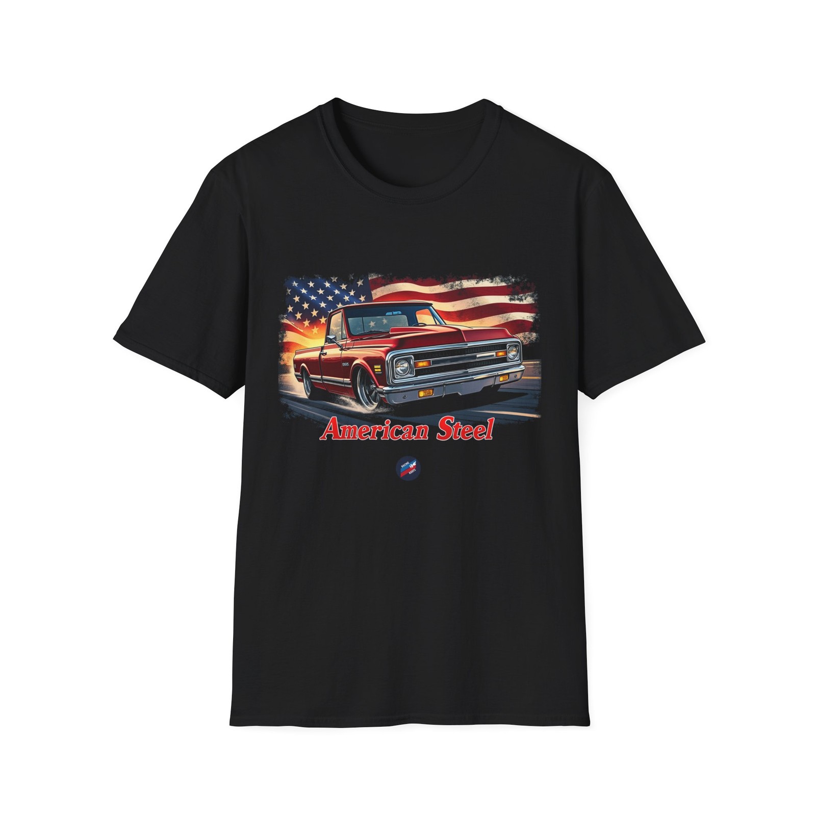 Chevy C10 Truck T-Shirt – Classic American Steel Vintage Pickup USA Flag Tee