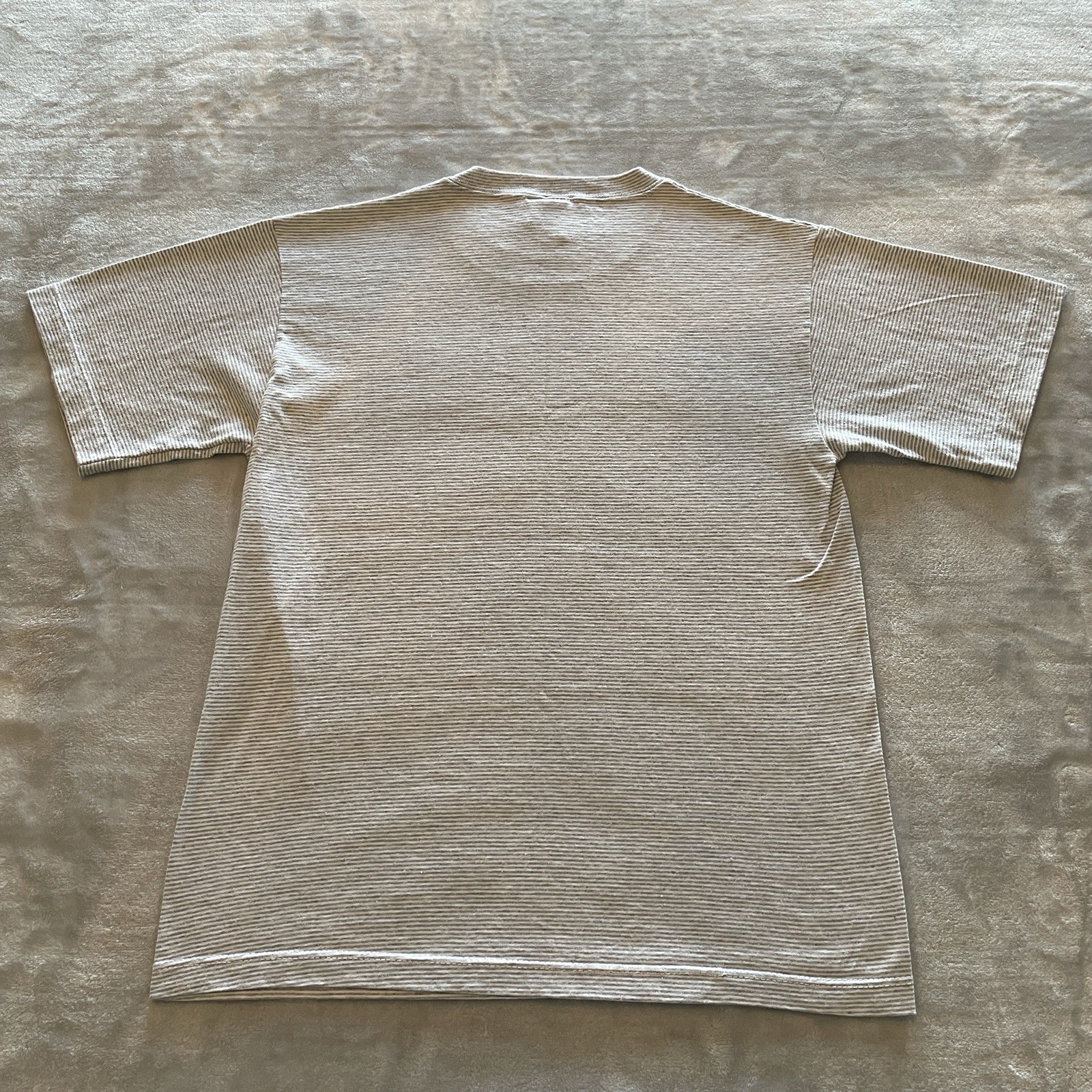 Vintage 90s Single Stitch T-Shirt Mens Small Gray Striped Grayton Beach USA Made