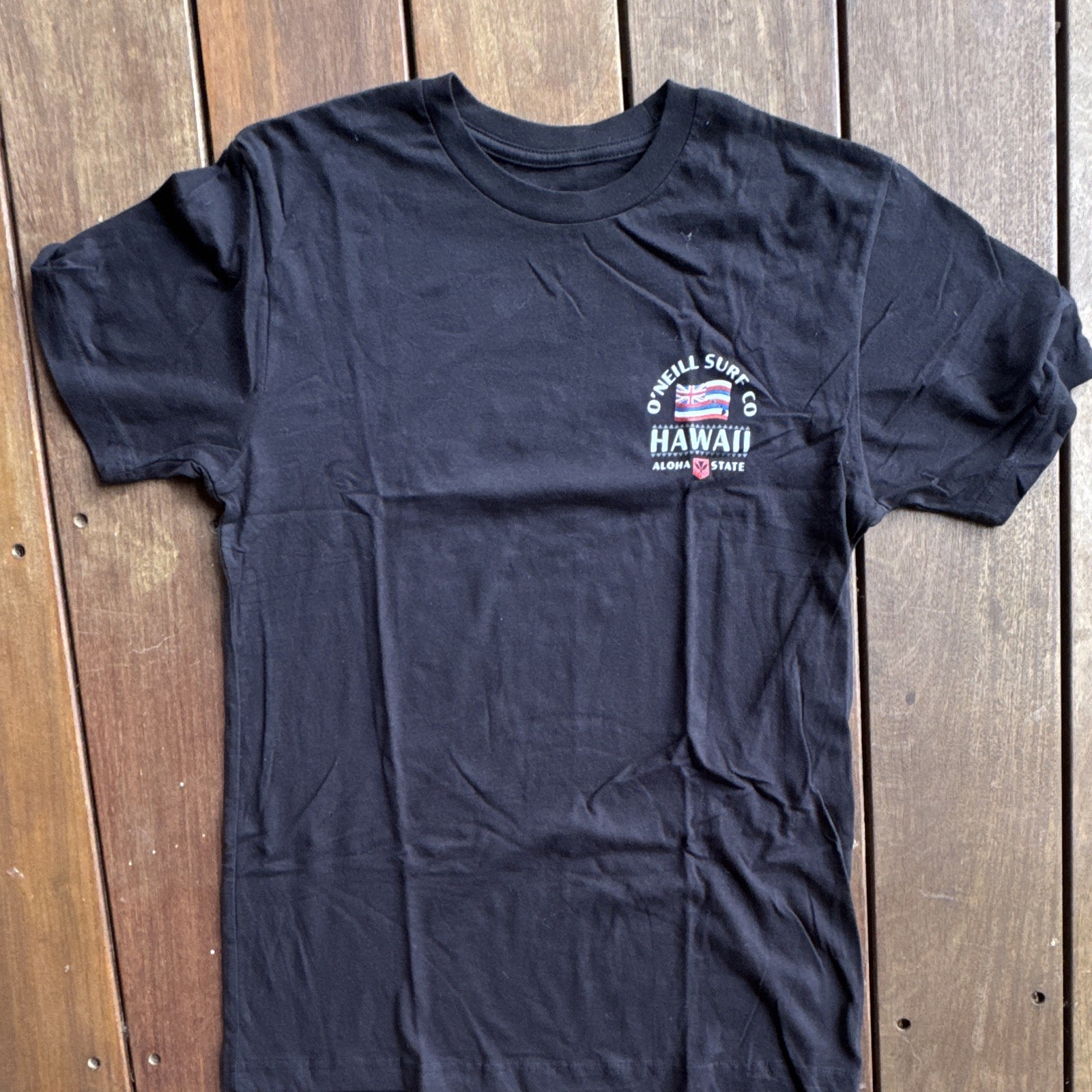 O’Neill Men’s Black Hawaii Graphic Logo Standard Fit Crew Neck T-Shirt Size S